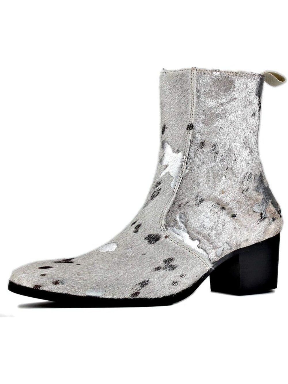 🆕Men's Silver Dress Boot Casual Chelsea Fashion Stylish Ankle High Heels Boots